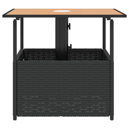 Tuintafel met parasolgat 55x55x46,5 cm poly rattan zwart