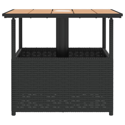 Tuintafel met parasolgat 55x55x46,5 cm poly rattan zwart