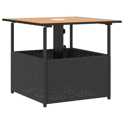 Tuintafel met parasolgat 55x55x46,5 cm poly rattan zwart