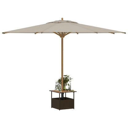 Tuintafel met parasolgat 55x55x46,5 cm poly rattan bruin