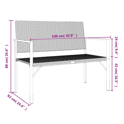 Tuinbank 2-zits poly rattan grijs