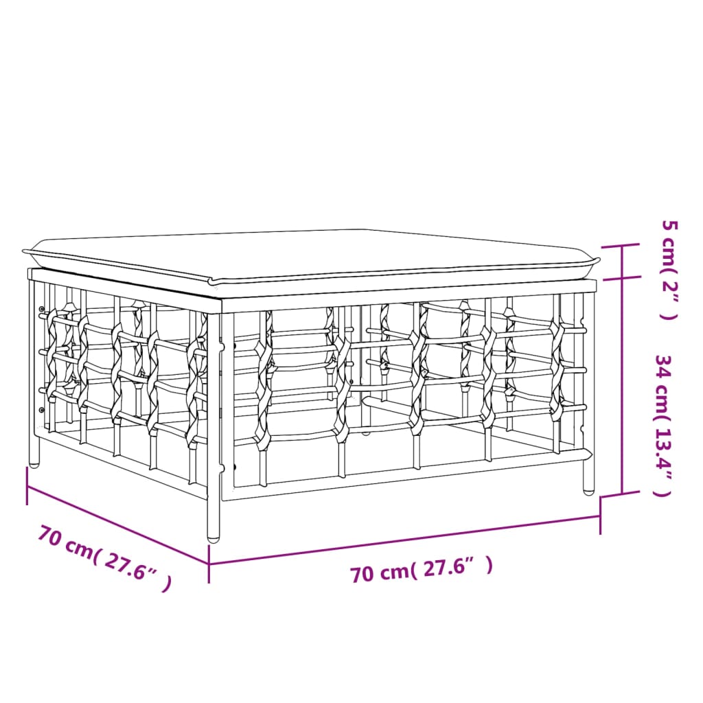 Tuinvoetenbank met donkergrijs kussen poly rattan