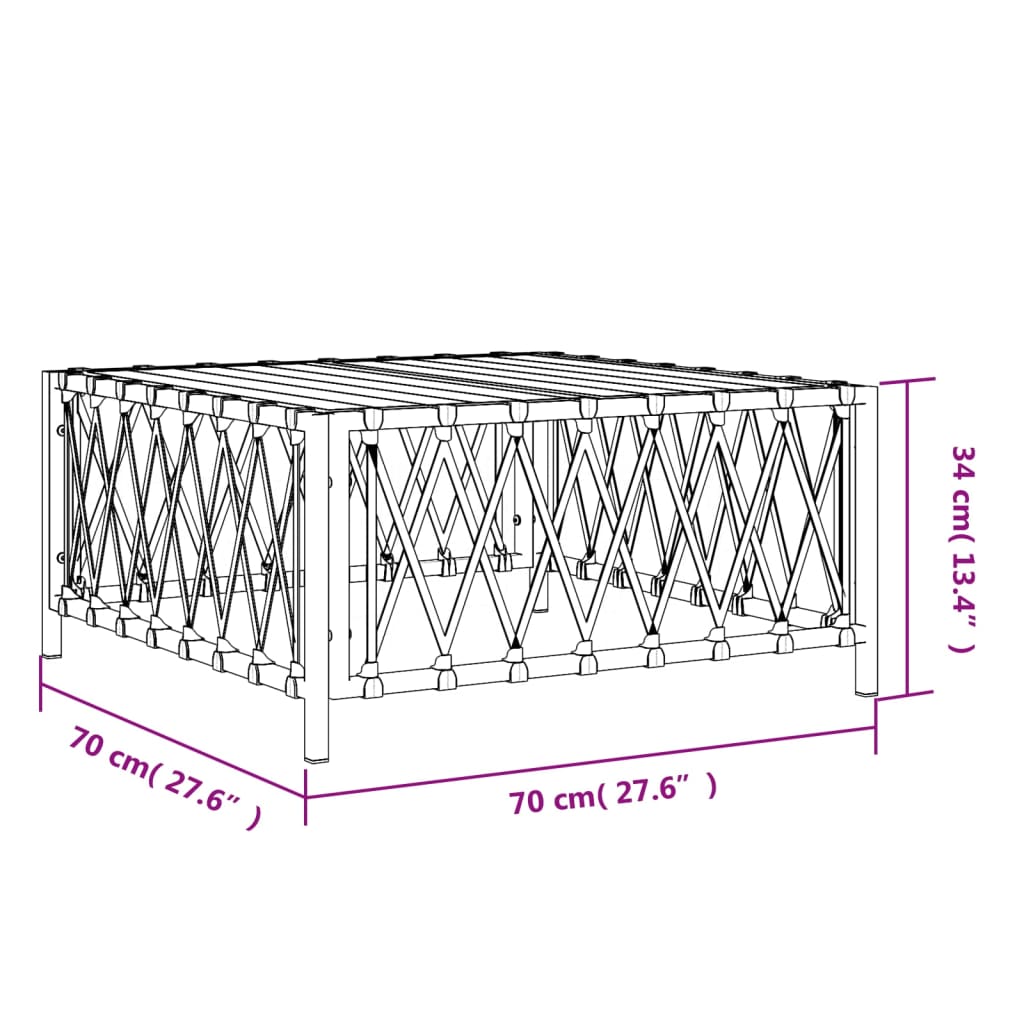 Tuintafel 70x70x34 cm geweven stof wit