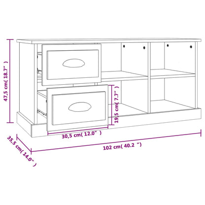 Tv-meubel 102x35,5x47,5 cm bewerkt hout zwart