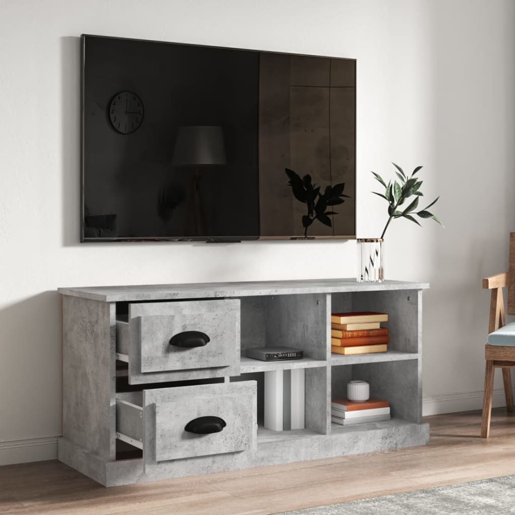 Tv-meubel 102x35,5x47,5 cm bewerkt hout betongrijs