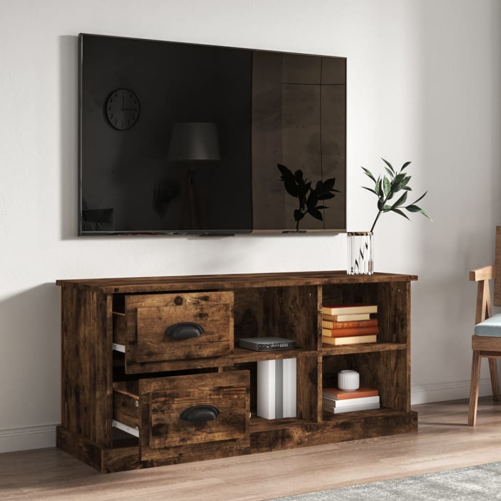 Tv-meubel 102x35,5x47,5 cm bewerkt hout gerookt eikenkleurig