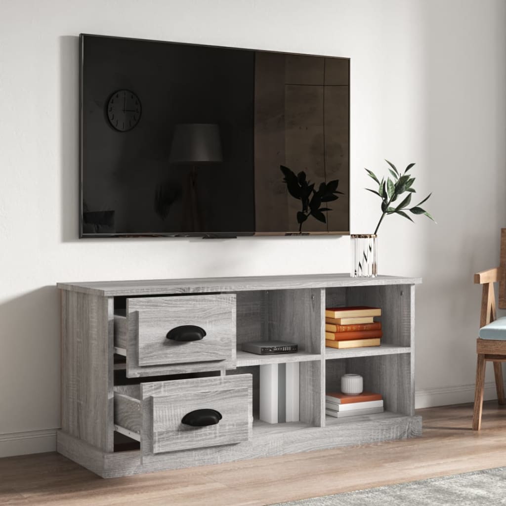 Tv-meubel 102x35,5x47,5 cm bewerkt hout grijs sonoma eikenkleur