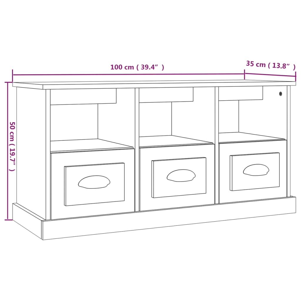 Tv-meubel 100x35x50 cm bewerkt hout wit