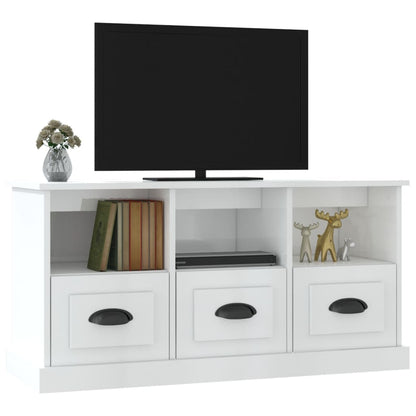 Tv-meubel 100x35x50 cm bewerkt hout hoogglans wit