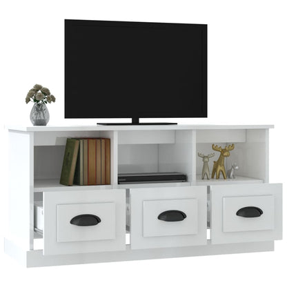 Tv-meubel 100x35x50 cm bewerkt hout hoogglans wit