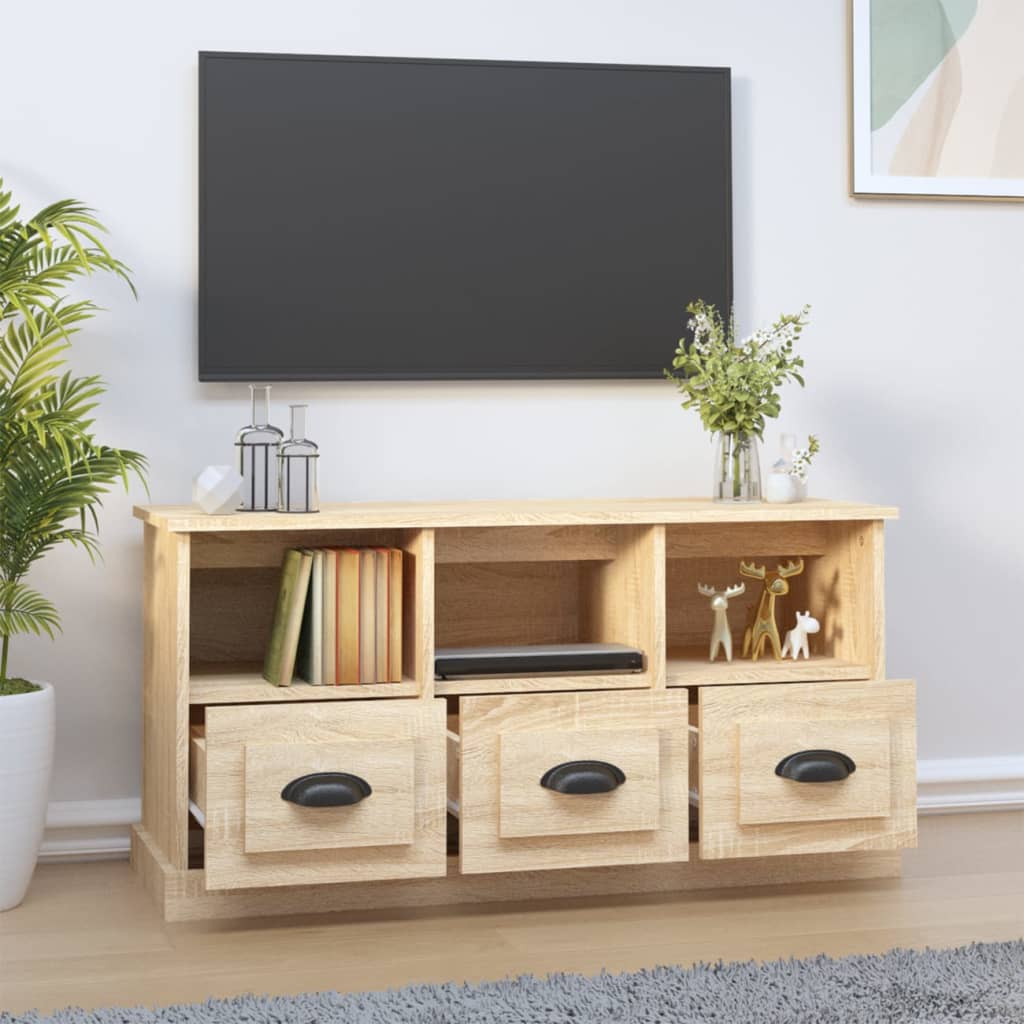 Tv-meubel 100x35x50 cm bewerkt hout sonoma eikenkleurig