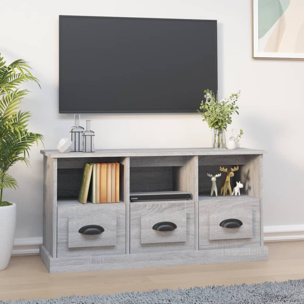 Tv-meubel 100x35x50 cm bewerkt hout grijs sonoma eikenkleurig