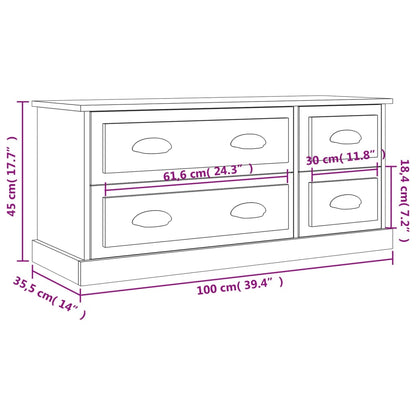 Tv-meubel 100x35,5x45 cm bewerkt hout wit