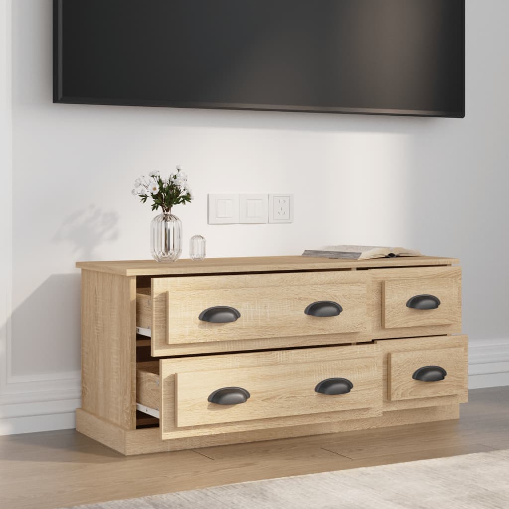 Tv-meubel 100x35,5x45 cm bewerkt hout sonoma eikenkleurig