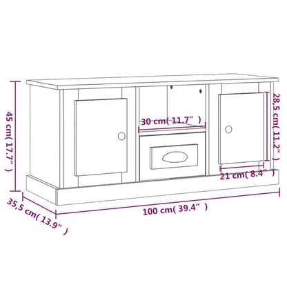 Tv-meubel 100x35,5x45 cm bewerkt hout wit