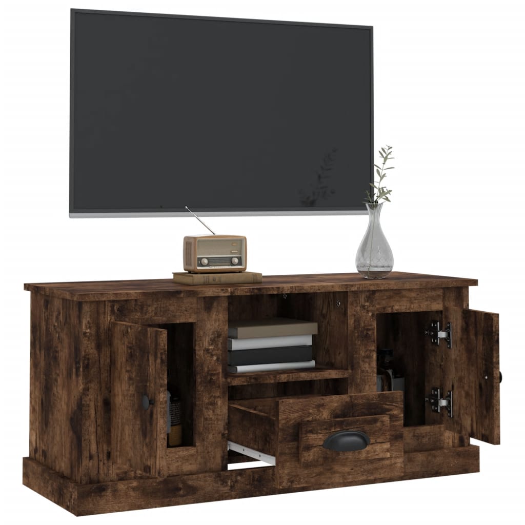 Tv-meubel 100x35,5x45 cm bewerkt hout gerookt eikenkleurig