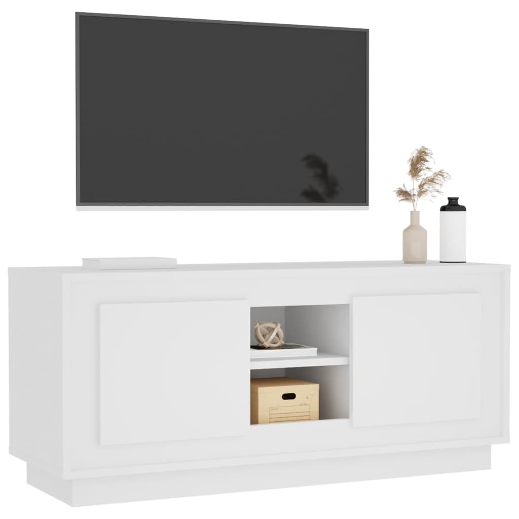 Tv-meubel 102x35x45 cm bewerkt hout wit