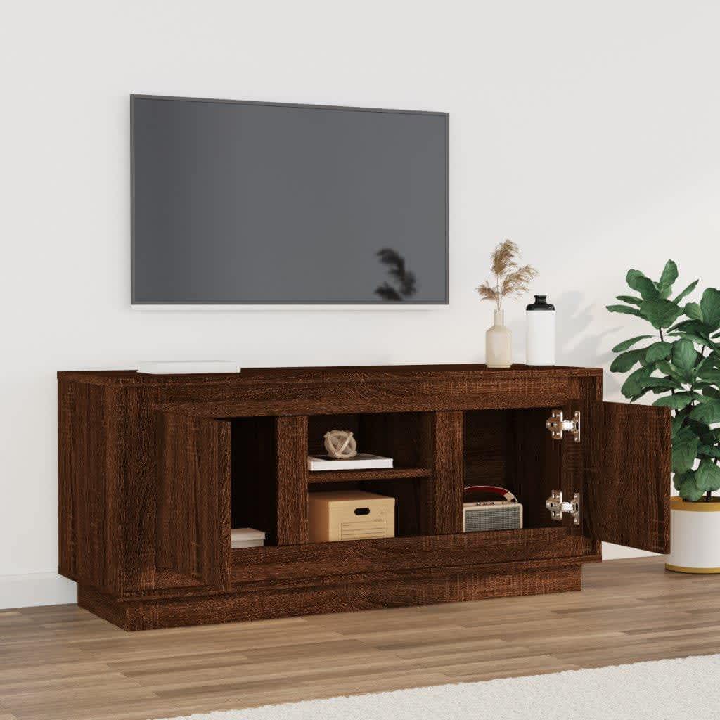 Tv-meubel 102x35x45 cm bewerkt hout bruin eikenkleur