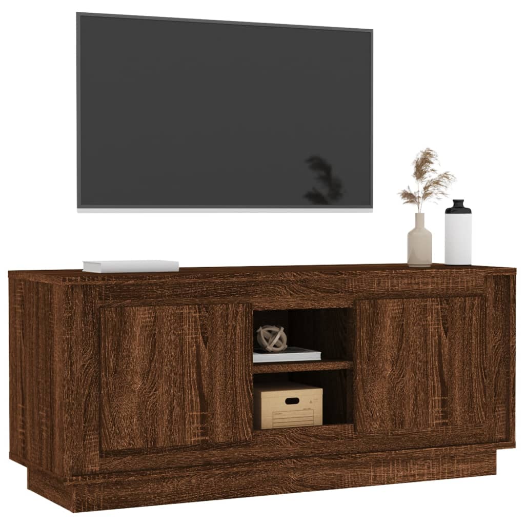 Tv-meubel 102x35x45 cm bewerkt hout bruin eikenkleur