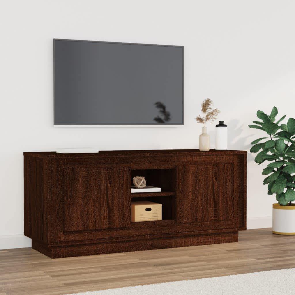 Tv-meubel 102x35x45 cm bewerkt hout bruin eikenkleur