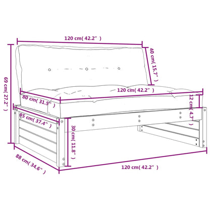 Middenbank 120x80 cm massief grenenhout grijs