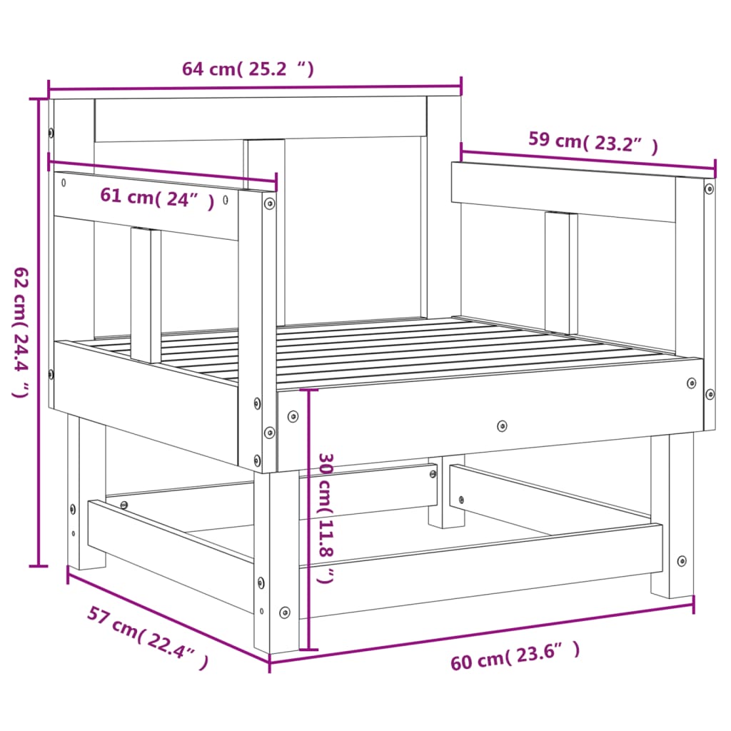 Tuinstoelen 2 st massief grenenhout wit