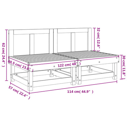 Tuinmiddenbanken 2 st massief grenenhout wit