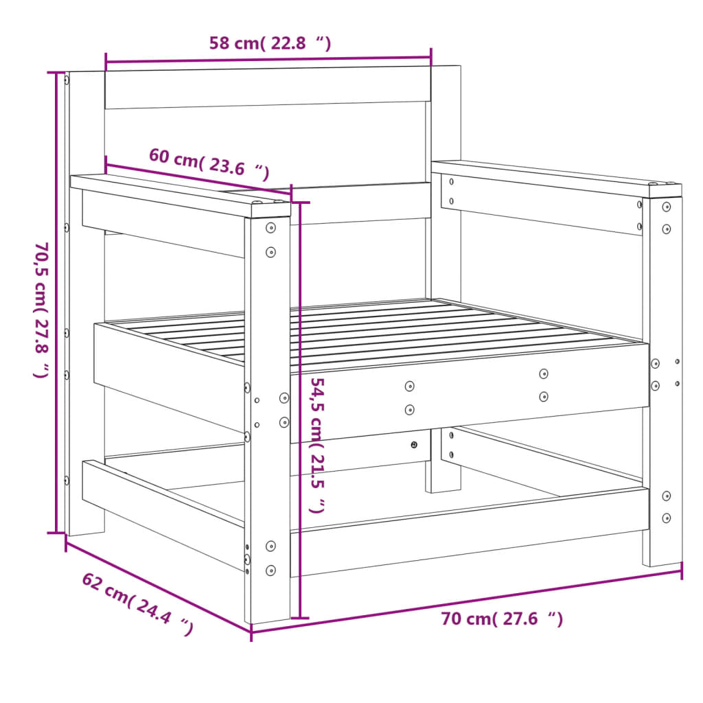 Tuinstoelen 2 st massief grenenhout