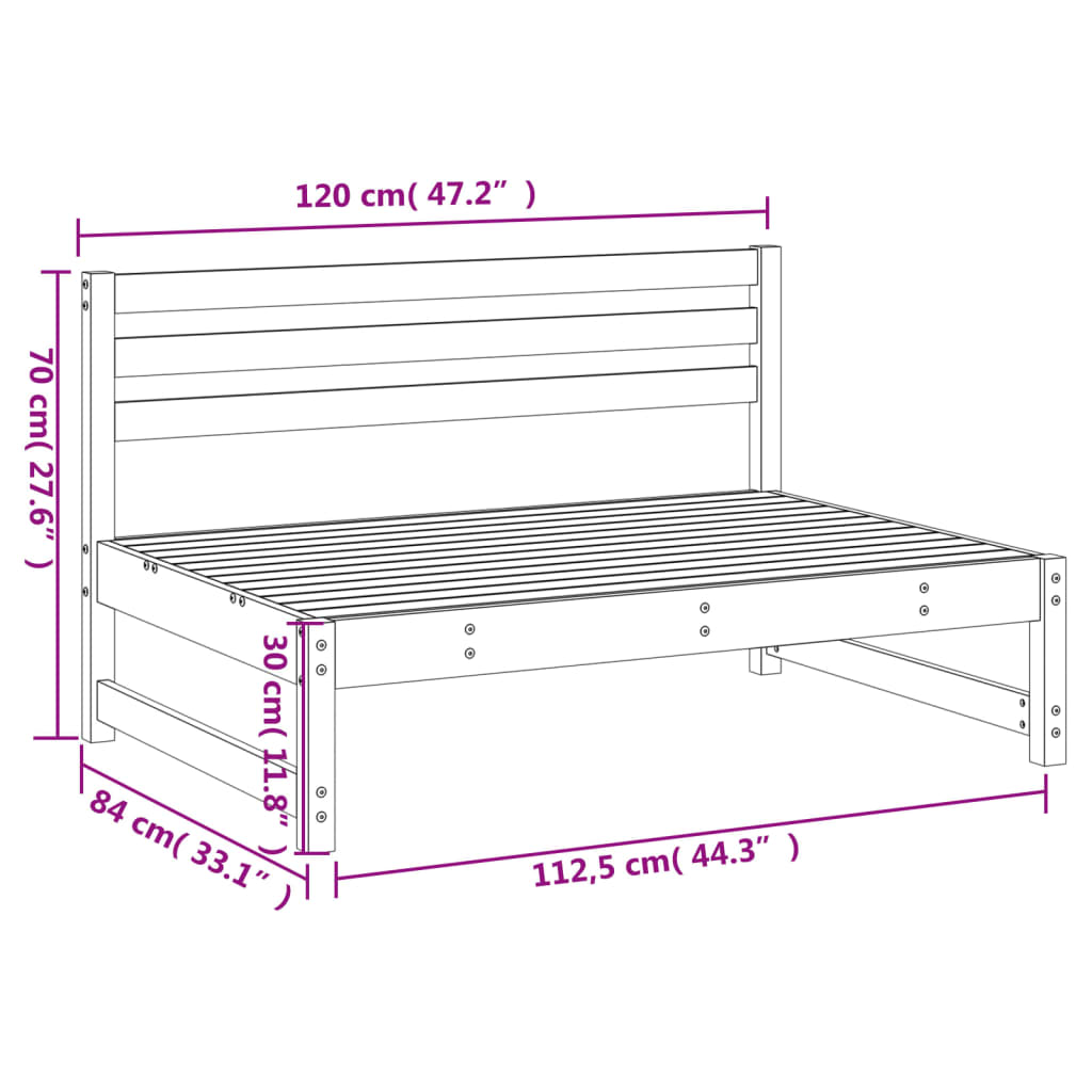 Tuinmiddenbank 120x80 cm geïmpregneerd grenenhout