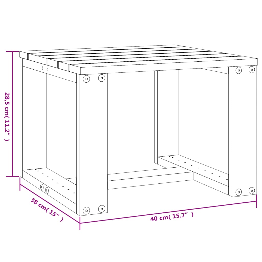 Tuinbijzettafel 40x38x28,5 cm massief grenenhout wit