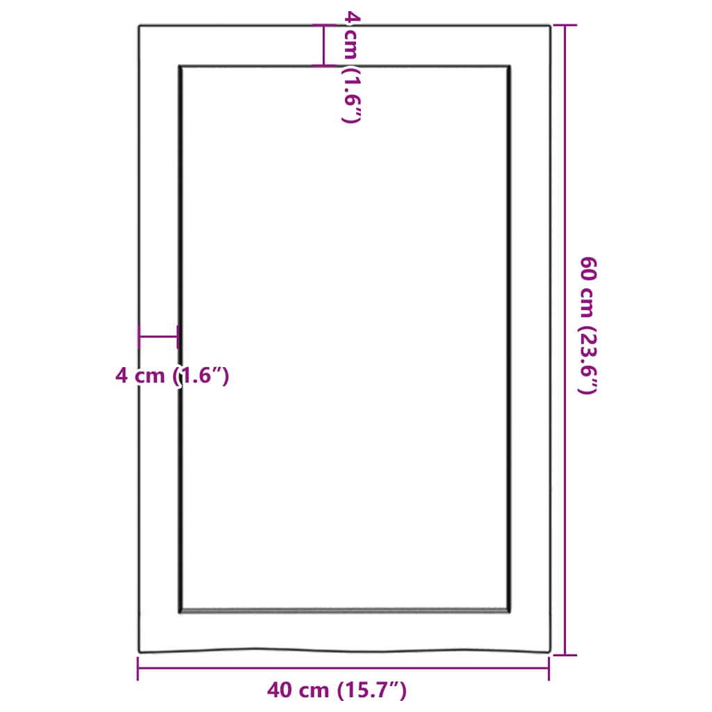 Wastafelblad 40x60x(2-4) cm onbehandeld massief hout