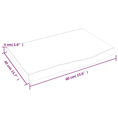 Wastafelblad 60x40x(2-4) cm onbehandeld massief hout