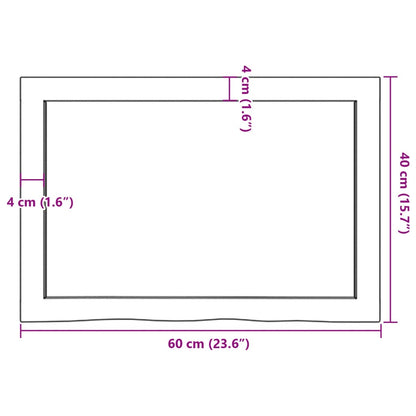 Wastafelblad 60x40x(2-4) cm onbehandeld massief hout