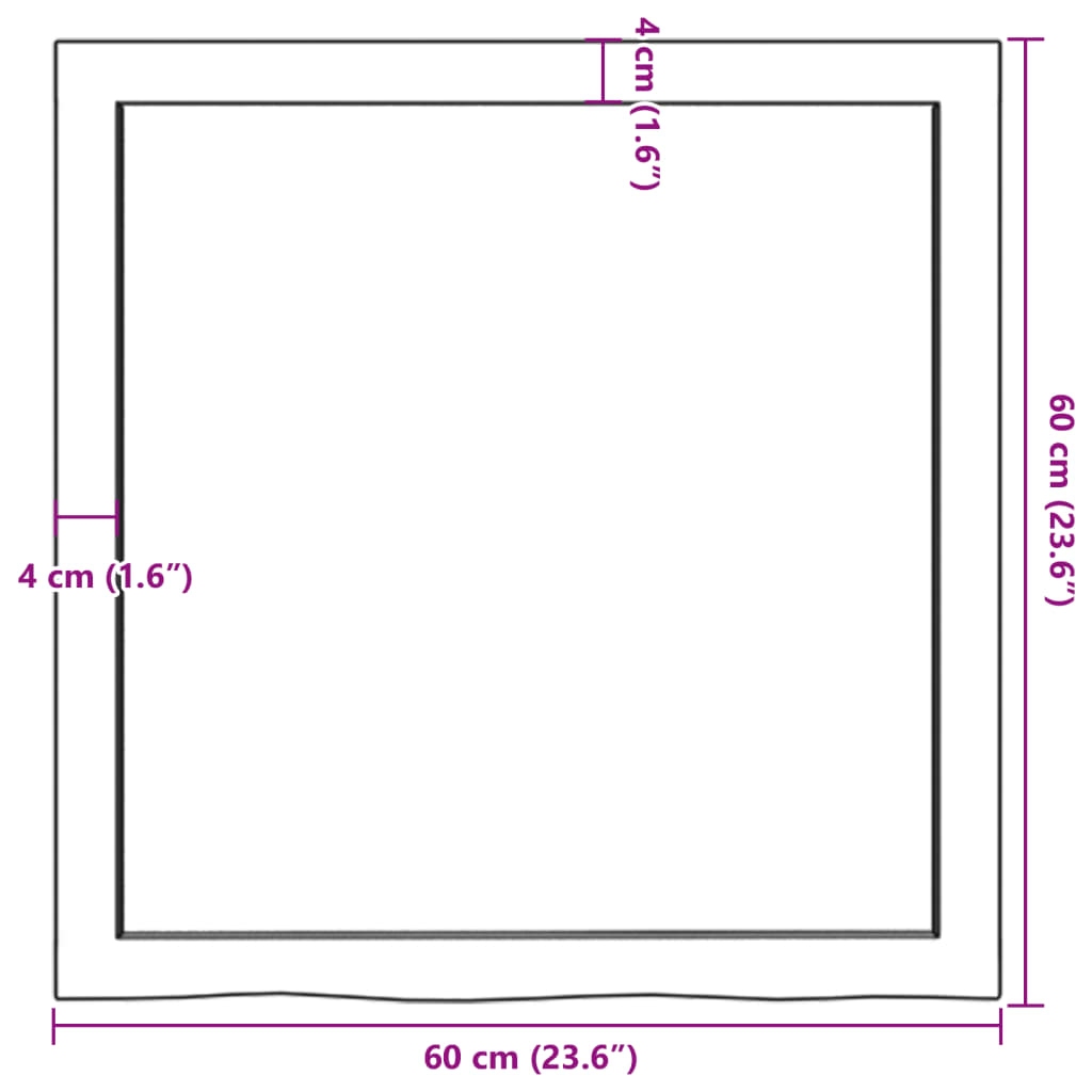 Wastafelblad 60x60x(2-4) cm onbehandeld massief hout