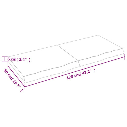 Wastafelblad 120x50x(2-6) cm onbehandeld massief hout