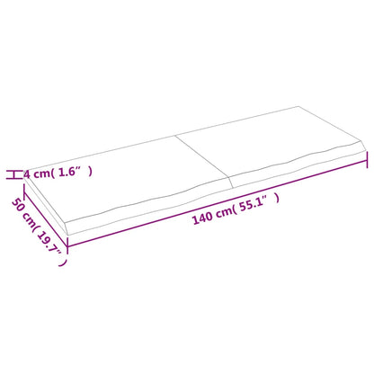 Wastafelblad 140x50x(2-4) cm onbehandeld massief hout