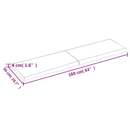 Wastafelblad 160x50x(2-4) cm onbehandeld massief hout