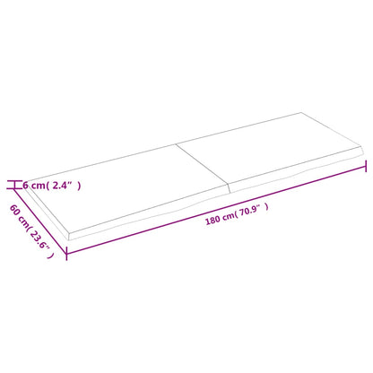 Wastafelblad 180x60x(2-6) cm onbehandeld massief hout