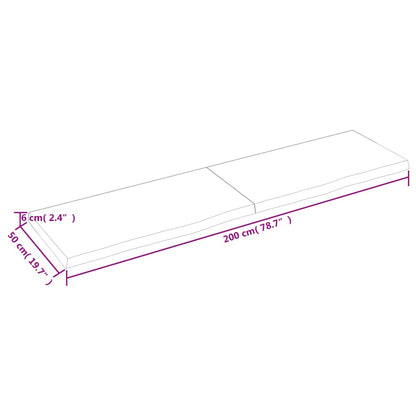 Wastafelblad 200x50x(2-6) cm onbehandeld massief hout