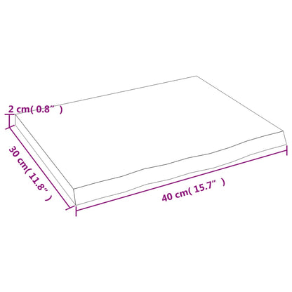 Wastafelblad 40x30x2 behandeld massief hout lichtbruin