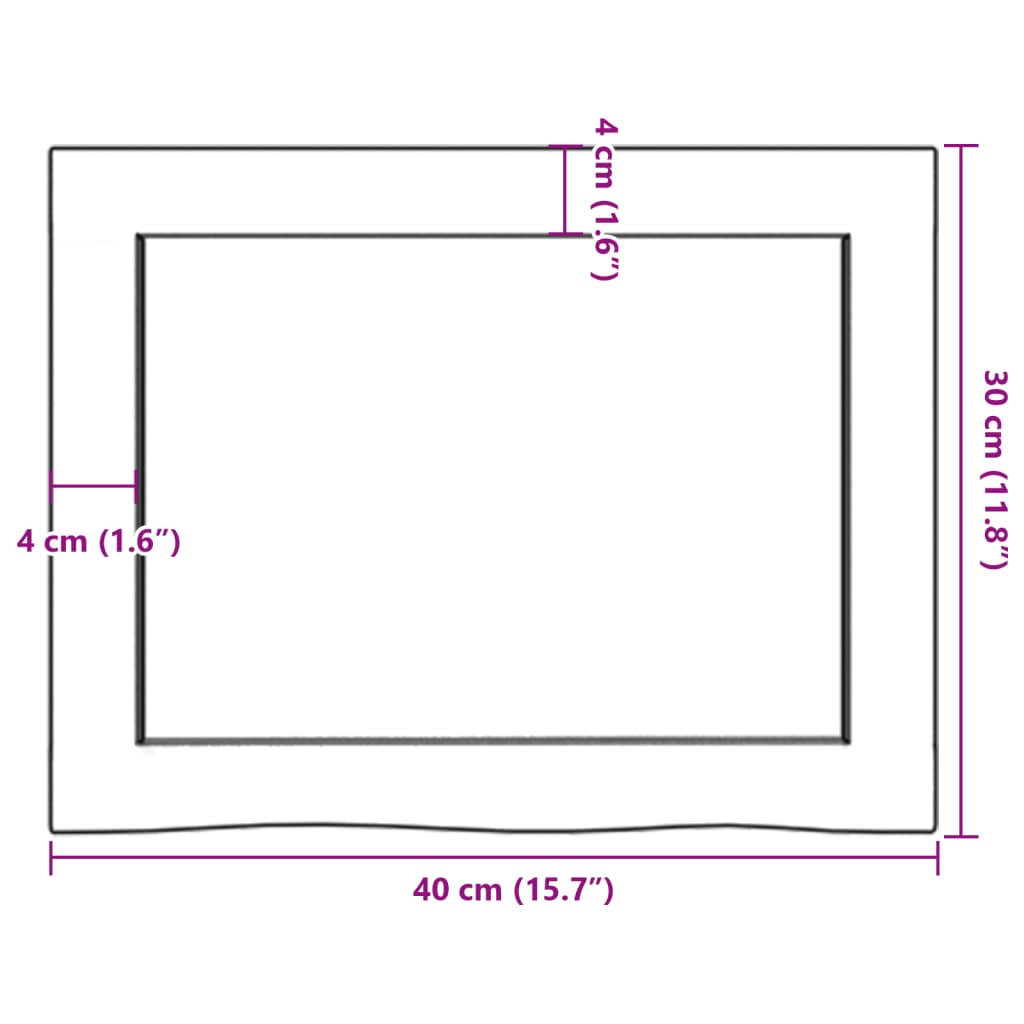 Wastafelblad 40x30x(2-4) cm behandeld massief hout lichtbruin