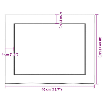 Wastafelblad 40x30x(2-4) cm behandeld massief hout lichtbruin