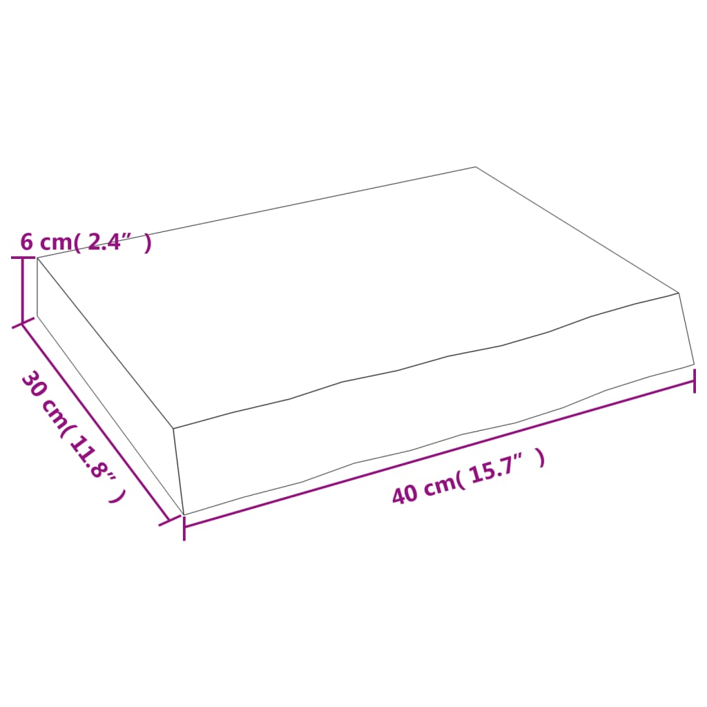 Wastafelblad 40x30x(2-6) cm behandeld massief hout lichtbruin