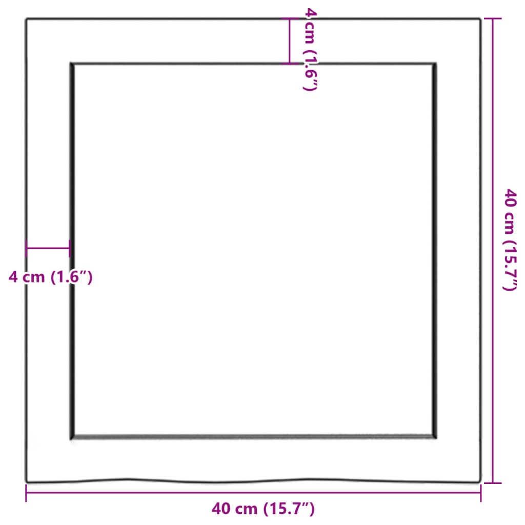 Wastafelblad 40x40x(2-6) cm behandeld massief hout lichtbruin