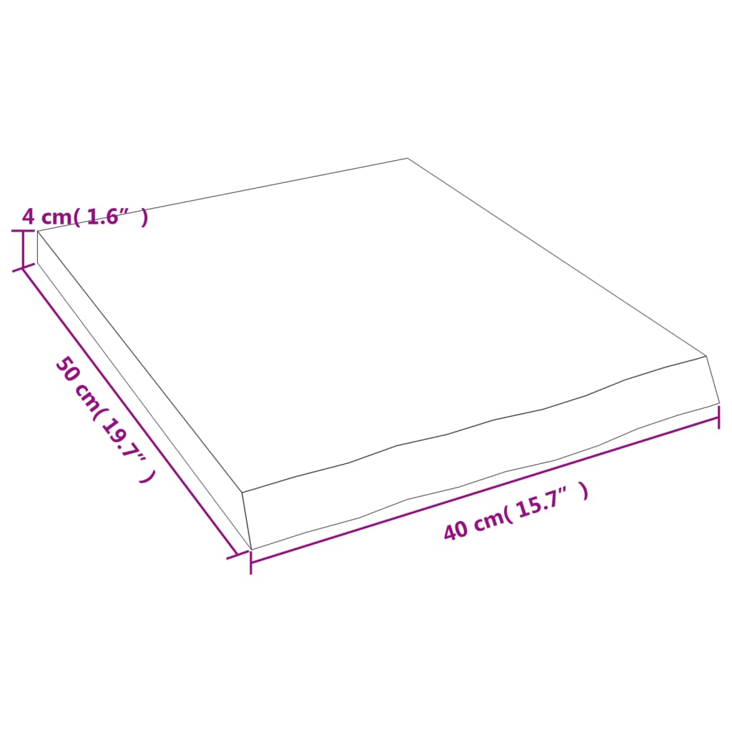 Wastafelblad 40x50x(2-4) cm behandeld massief hout lichtbruin