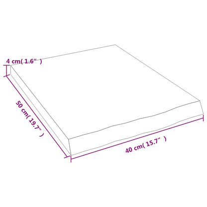 Wastafelblad 40x50x(2-4) cm behandeld massief hout lichtbruin