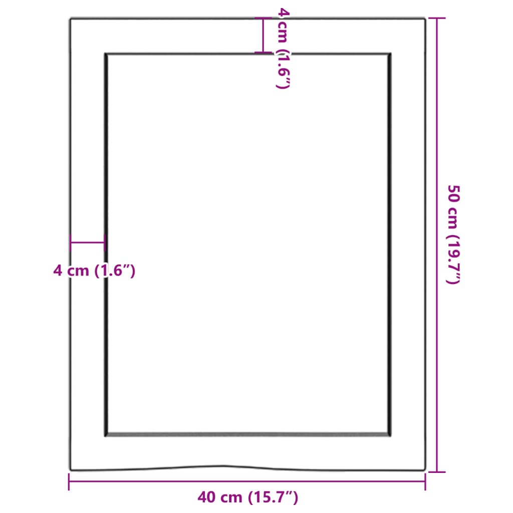 Wastafelblad 40x50x(2-4) cm behandeld massief hout lichtbruin