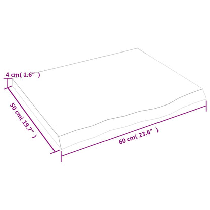 Wastafelblad 60x50x(2-4) cm behandeld massief hout lichtbruin