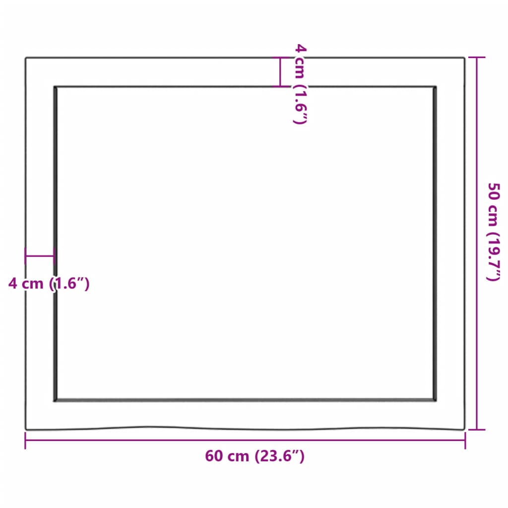 Wastafelblad 60x50x(2-4) cm behandeld massief hout lichtbruin