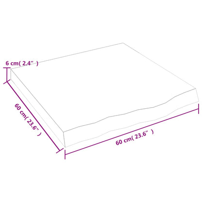 Wastafelblad 60x60x(2-6) cm behandeld massief hout lichtbruin